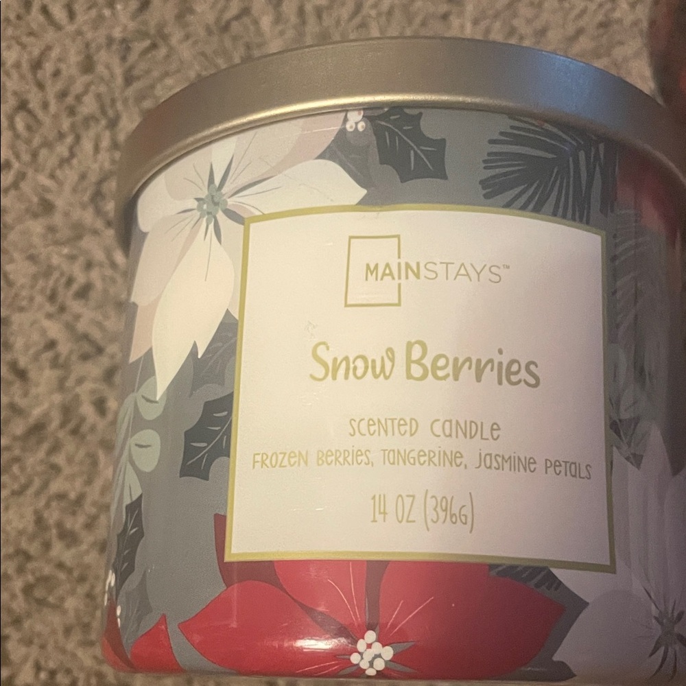 Mainstays Snow Berries Scented Candle - Red and White